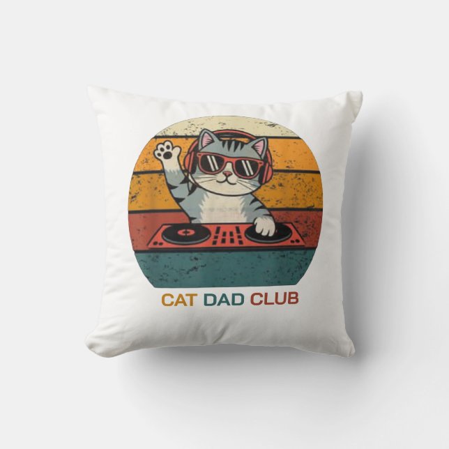 CAT DAD CLUB / Funny Retro Cushion (Front)