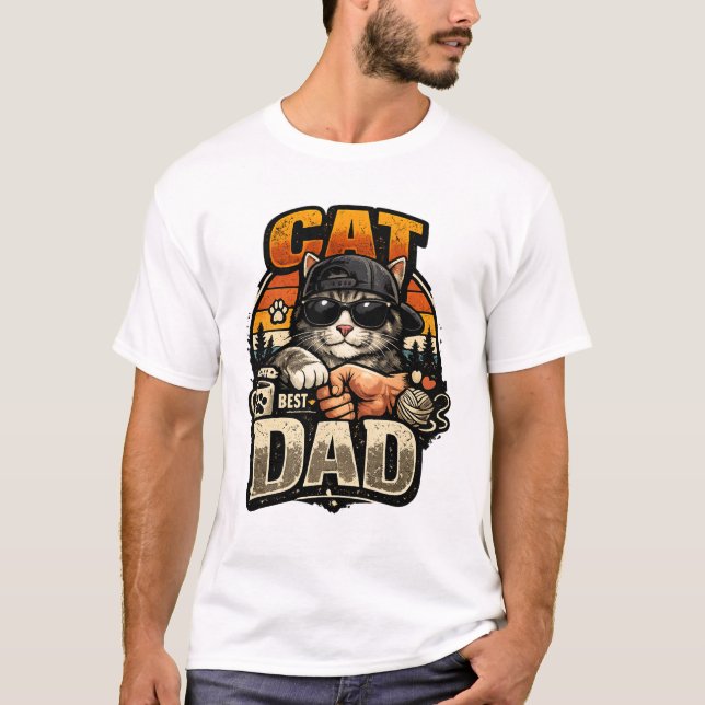 Cat Dad – Cool Cat Father Graphic Design T-Shirt (Front)