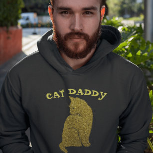 CAT DAD DADDY GOLD GLITTER BLACK T-SHIRTS HOODIE