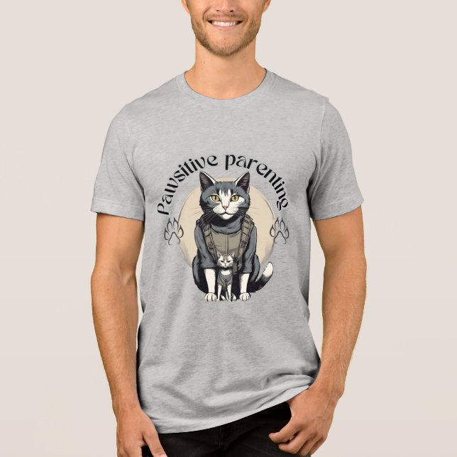 Cat Dad Deployed for Pawsitivity Meow-mission Tri-Blend Shirt (Front)