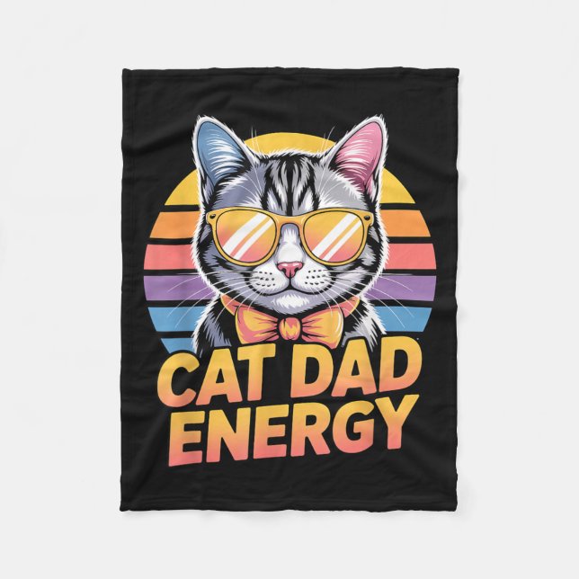 Cat Dad Energy Fleece Blanket (Front)
