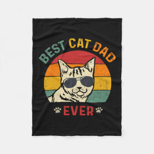Cat Dad Ever Tee Funny Cat Daddy Father's Day 2024 Fleece Blanket