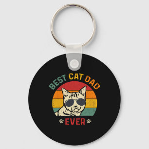 Cat Dad Ever Tee Funny Cat Daddy Father's Day 2024 Key Ring