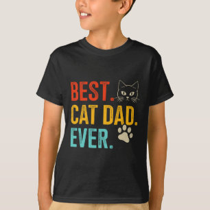 Cat Dad Ever Vintage For Retro Fathers Day Birthda T-Shirt