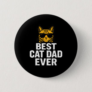 Cat Dad Ever Vintage Funny Cat Daddy Fathers Day  6 Cm Round Badge