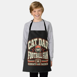 Cat Dad Football Fan Retro Orange Cream Graphic Apron
