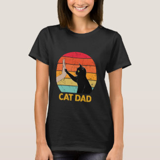 Cat Dad Funny Cat Lover Black Cat Highfive Vintage T-Shirt