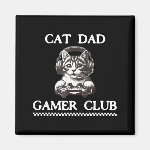 Cat Dad Gamer Club Funny Cat Lover Gaming Game Fat Magnet