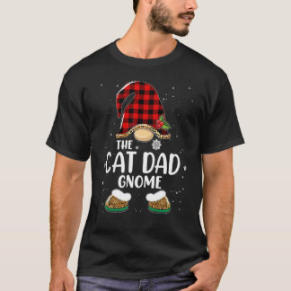 Cat Dad Gnome Buffalo Plaid Matching Family Christ T-Shirt