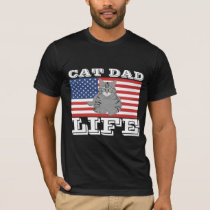 CAT DAD LIFE FATHER'S DAY PATRIOTIC T-SHIRTS
