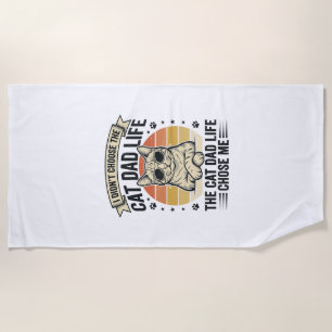 Cat Dad Life Vintage Engraving T-Shirt Design_1 Beach Towel