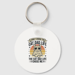 Cat Dad Life Vintage Engraving T-Shirt Design_1 Key Ring