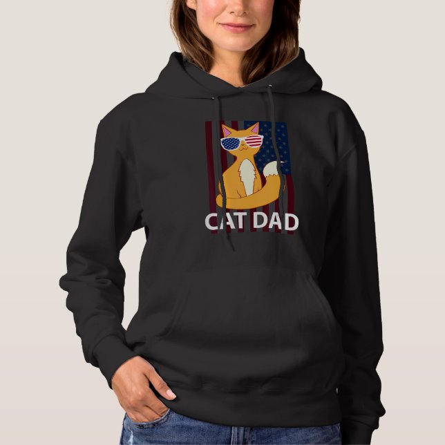 Cat Dad On A Flag Hoodie (Front)