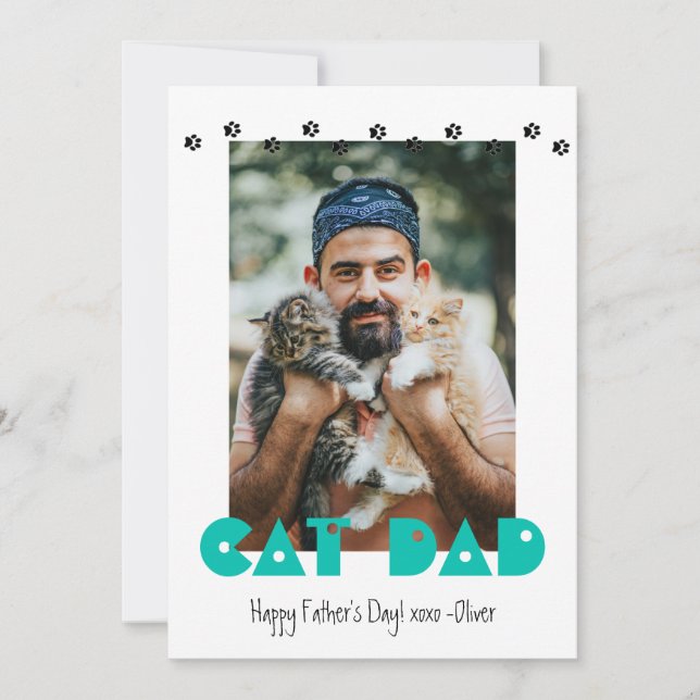 Cat Dad | Paw Prints | Custom Father's Day  Holiday Card (Front)