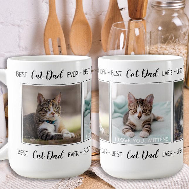 Cat Dad Personalised 3 Photo Fathers Day Coffee Mug (Creator Uploaded)