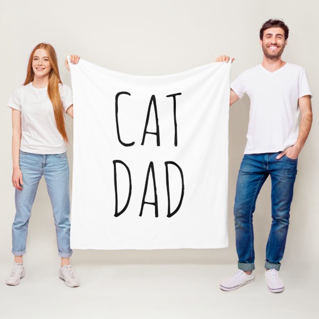 "Cat Dad" Simple Modern Farmhouse Fleece Blanket (In Situ)