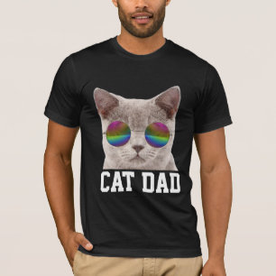 CAT DAD T-SHIRTS, CAT WEARING RAINBOW SUNGLASSES T-Shirt