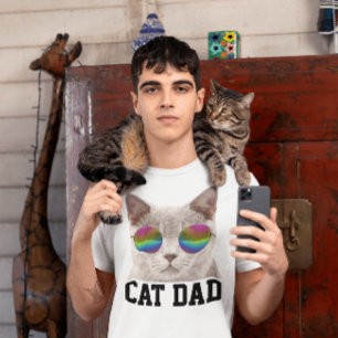 CAT DAD T-shirts, Grey cat with  Sunglasses T-Shirt