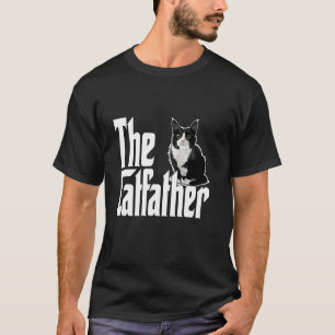 Cat Dad The Catfather Cute Black and White Cat Fat T-Shirt