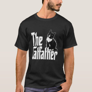 Cat Dad The Catfather Cute Black and White Cat Fat T-Shirt