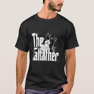 Cat Dad The Catfather Cute Black and White Cat Fat T-Shirt