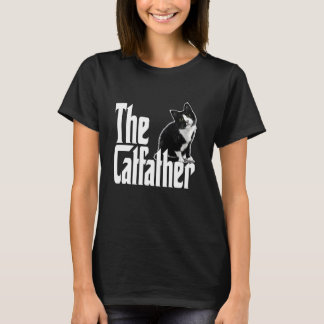 Cat Dad The Catfather Cute Black and White Cat Fat T-Shirt