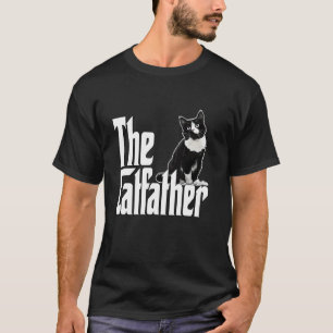 Cat Dad The Catfather Cute Black and White Cat Fat T-Shirt