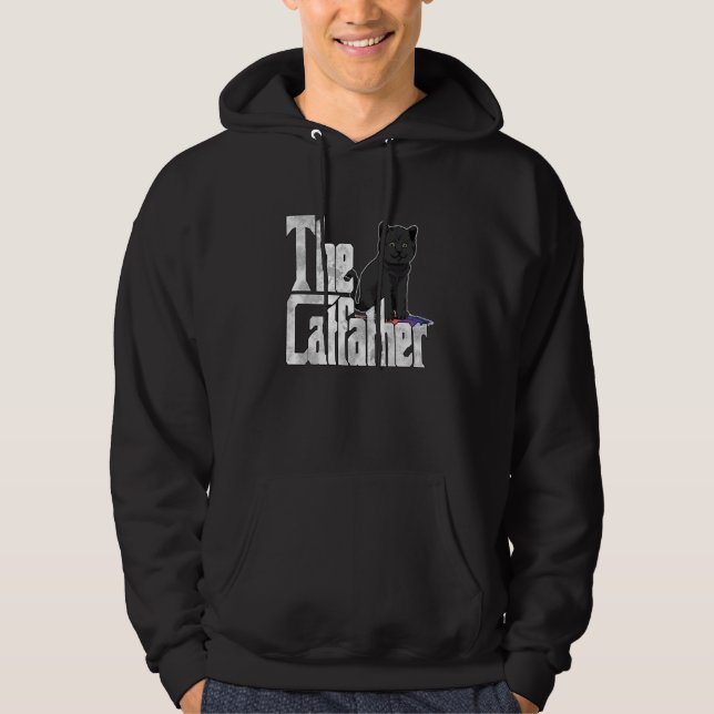 Cat Dad The Catfather Cute Black Cat Father Kitty  Hoodie (Front)