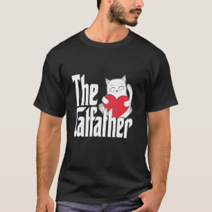 Cat Dad The Catfather Cute White Cat Father Kitty  T-Shirt