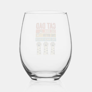 Cat Dad The Snack Dealer Vintage Cat Lover Shirt_1 Stemless Wine Glass