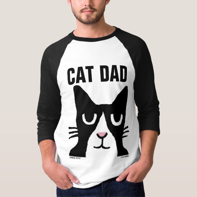 CAT DAD TUXEDO CAT (Panda Kitty Cartoon) T-SHIRTS (Front)