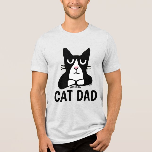CAT DAD TUXEDO CAT PANDA KITTY T-Shirt Tri-Blend Shirt (Front)