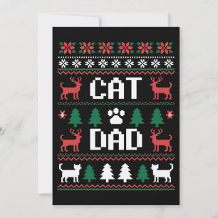 Cat Dad Ugly Christmas Sweater Paw Reindeer Xmas Invitation