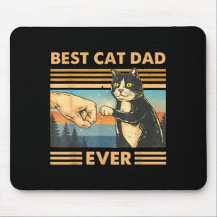 Cat dad vintage cat fist bump funny cat lover men mouse pad