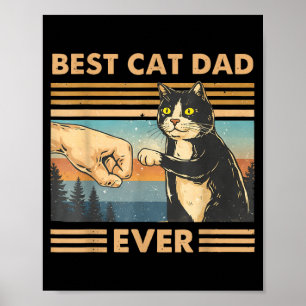 Cat Dad Vintage Cat Fist Bump Funny Cat Lover Men Poster