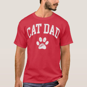 Cat Dad Vintage Distressed Design Funny Cat Paw T-Shirt