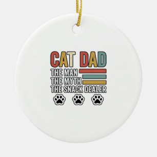 Cat Dad Vintage Funny Snack Dealer Shirt Design_1 Ceramic Tree Decoration