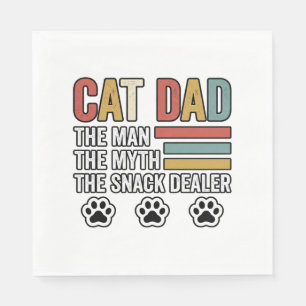 Cat Dad Vintage Funny Snack Dealer Shirt Design_1 Napkin
