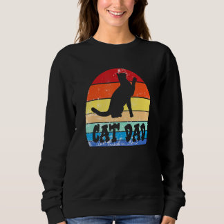 Cat Dad Vintage Retro Sunset Cat Dad Kitten Pet Sweatshirt