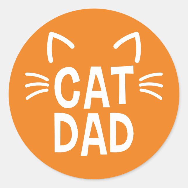 Cat Dad With Ears & Whiskers Classic Round Sticker (Front)