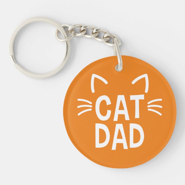 Cat Dad With Ears & Whiskers Key Ring (Front)