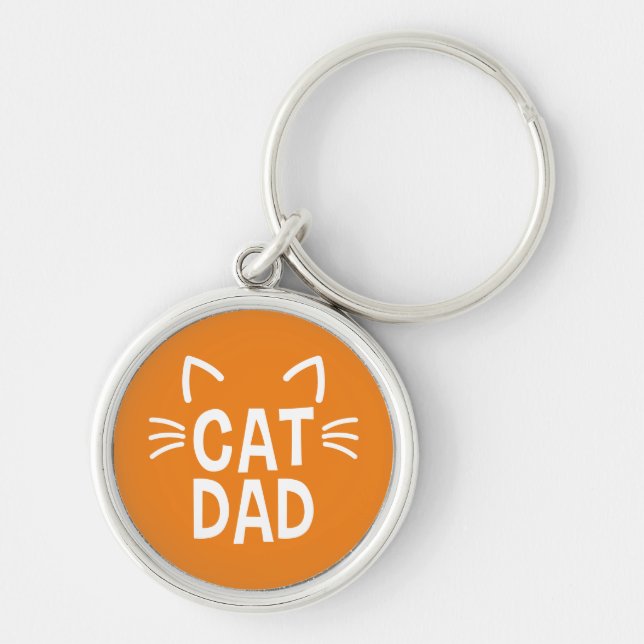 Cat Dad With Ears & Whiskers Key Ring (Front)