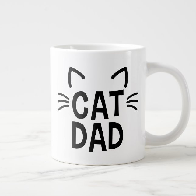 Cat Dad With Ears & Whiskers Large Coffee Mug (Right)