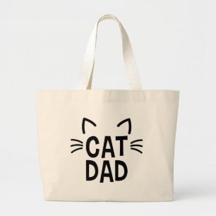Cat Dad With Ears & Whiskers Large Tote Bag