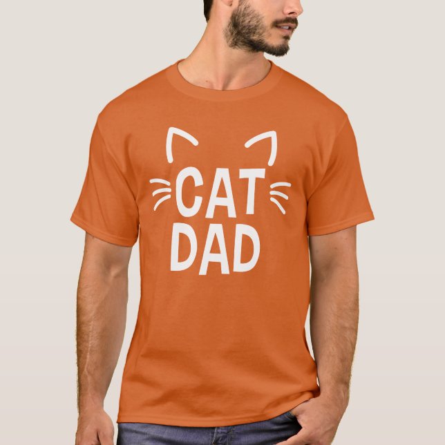 Cat Dad With Ears & Whiskers T-Shirt (Front)