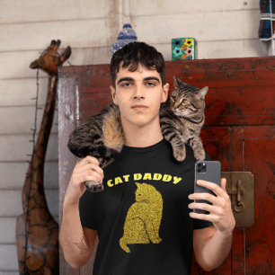 CAT DADDY CAT DAD GLITTER T-SHIRTS