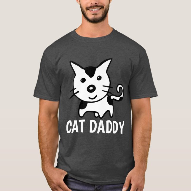 CAT DADDY, (DAD) MEN'S T-Shirts in Black & dark (Front)