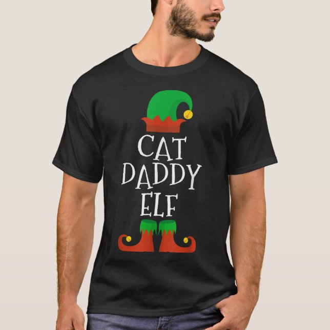 Cat Daddy Elf Christmas Matching Family Funny Paja T-Shirt (Front)
