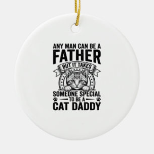 Cat Daddy Father Quote Vintage Engraving T-Shirt D Ceramic Tree Decoration