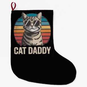Cat Daddy Fathers Day Large Christmas Stocking